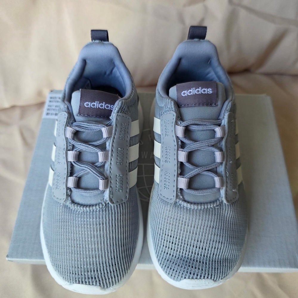 adidas Kids Gray and White Athletic Sneakers